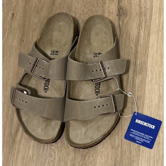 *NEW* Birkenstock EU 41 W 10 M 8 Arizona Tobacco Brown Oiled Leather Normal Fit - Picture 3 of 8